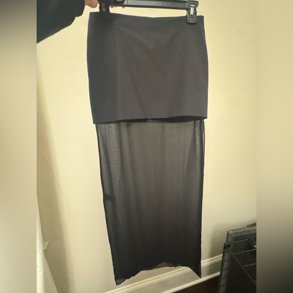 Black Sheer Overlay Skirt